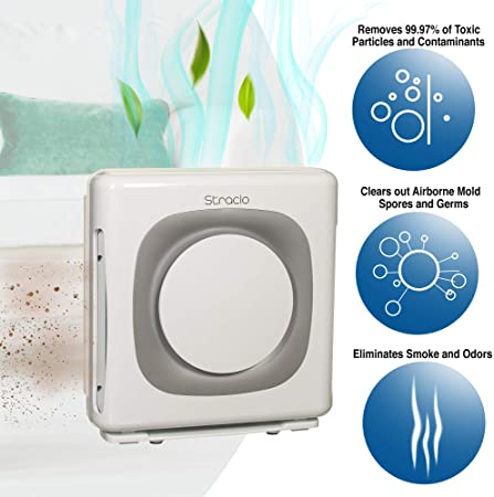 STRACLO MR-125BC Air Purifier or Home, Office, Bedroom, Kitchen Upto 300 sq. ft with H13 True HEPA Highly Efficient 3-Stage Air Filtration