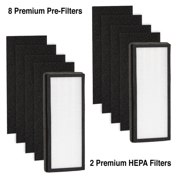 Climestar Filter for VEVA 8000 Elite Pro Series Air Purifier – 2 HEPA Filters and 8 Activated Carbon Pre-Filter Pack