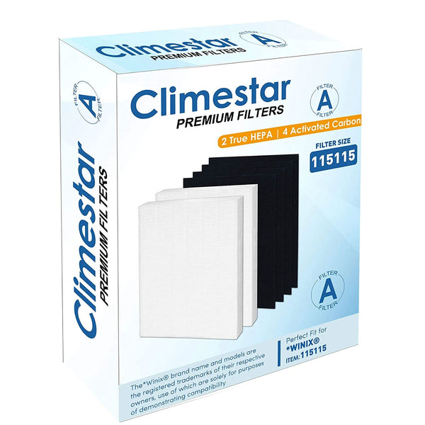 Climestar True HEPA Filter A 115115 Size 21 Pack of 2 Hepa Plus 4 Carbon Filters for Winix Plasmawave Air Purifier 6300 P300 5300 5500 5300-2 6300-2 C535