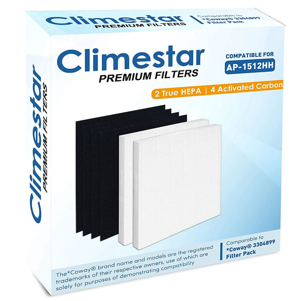 Climestar True HEPA Pack of 2 HEPA Plus 4 Carbon Filter for Coway AP-1512HH Mighty Air Purifier Model 3304899