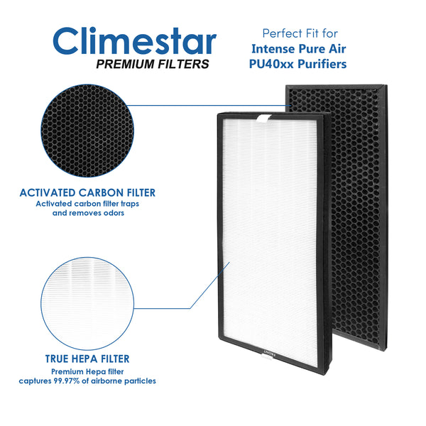 Climestar Compatible Combo True HEPA Allergen Remover and Active Carbon Filter Odor Eliminator for Rowenta PU4020 and PU4010 Intense Pure Air Purifier, 1 Set